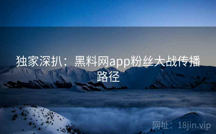 独家深扒：黑料网app粉丝大战传播路径